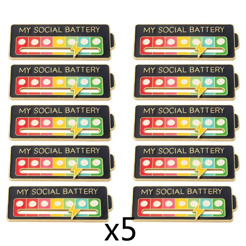 My Social Power Battery Brooch Social Power Enamel Badge Transform Mood Energy Brooche Alloy Badge Gift Brooches for Women Pin