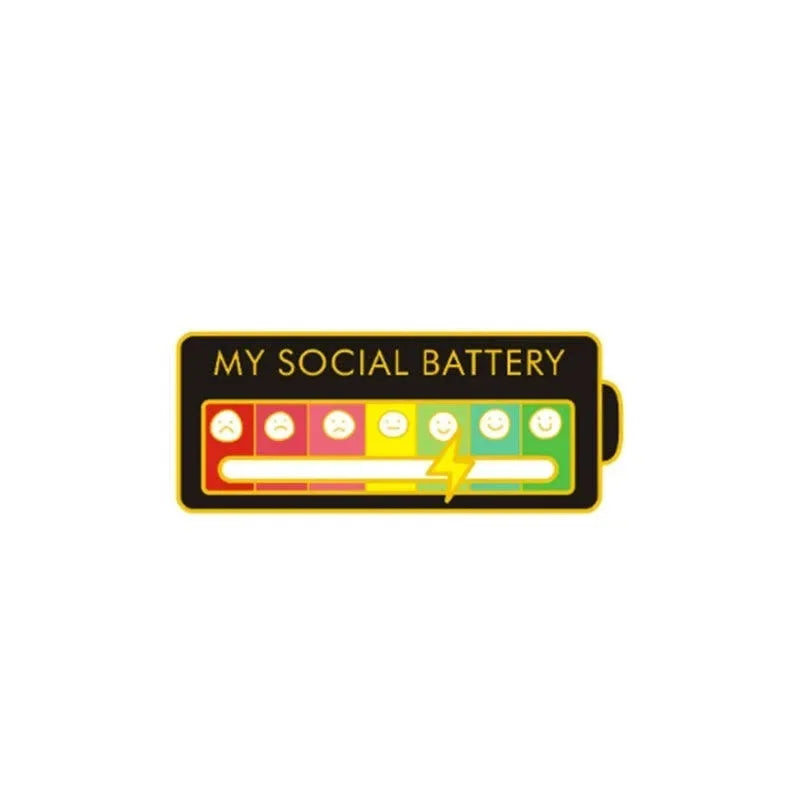 My Social Power Battery Brooch Social Power Enamel Badge Transform Mood Energy Brooche Alloy Badge Gift Brooches for Women Pin