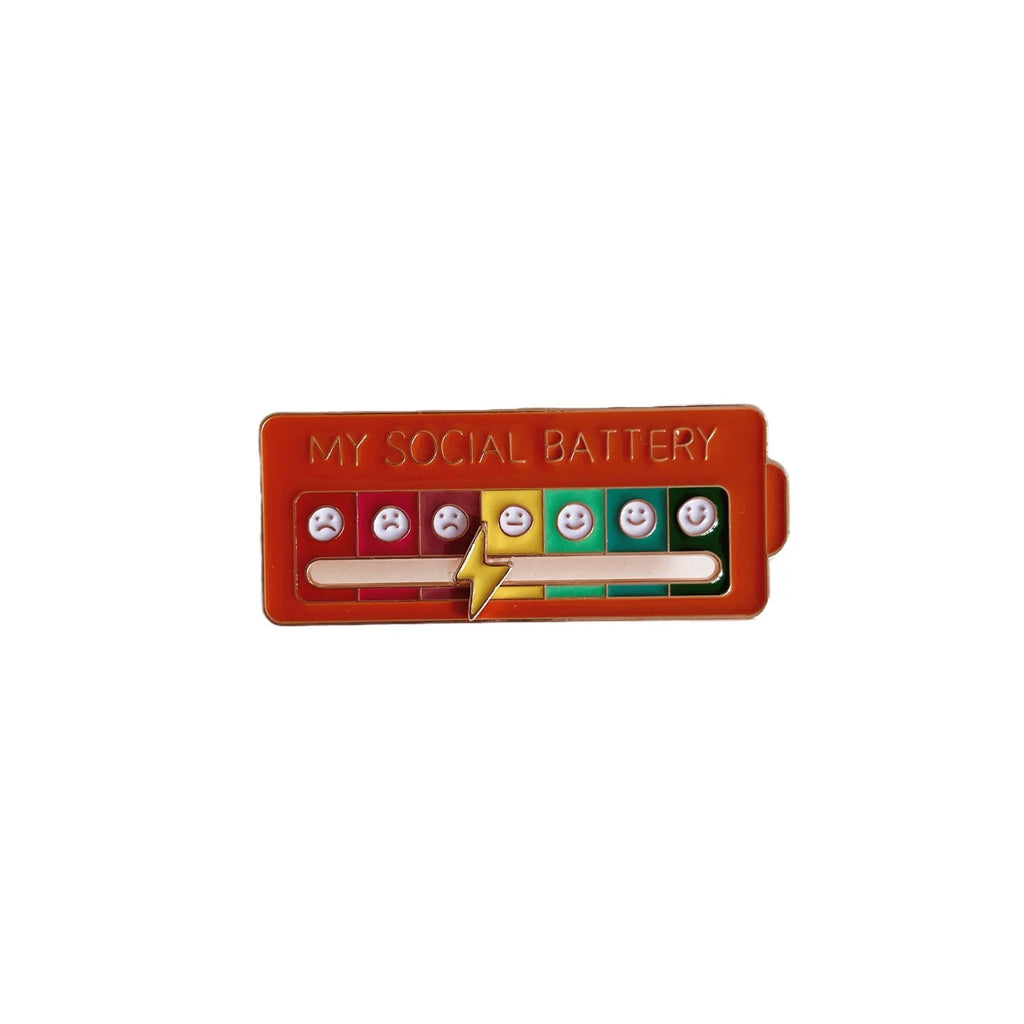 My Social Power Battery Brooch Social Power Enamel Badge Transform Mood Energy Brooche Alloy Badge Gift Brooches for Women Pin