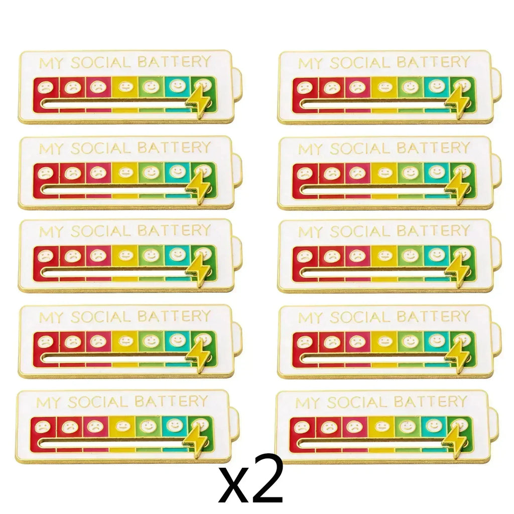 My Social Power Battery Brooch Social Power Enamel Badge Transform Mood Energy Brooche Alloy Badge Gift Brooches for Women Pin