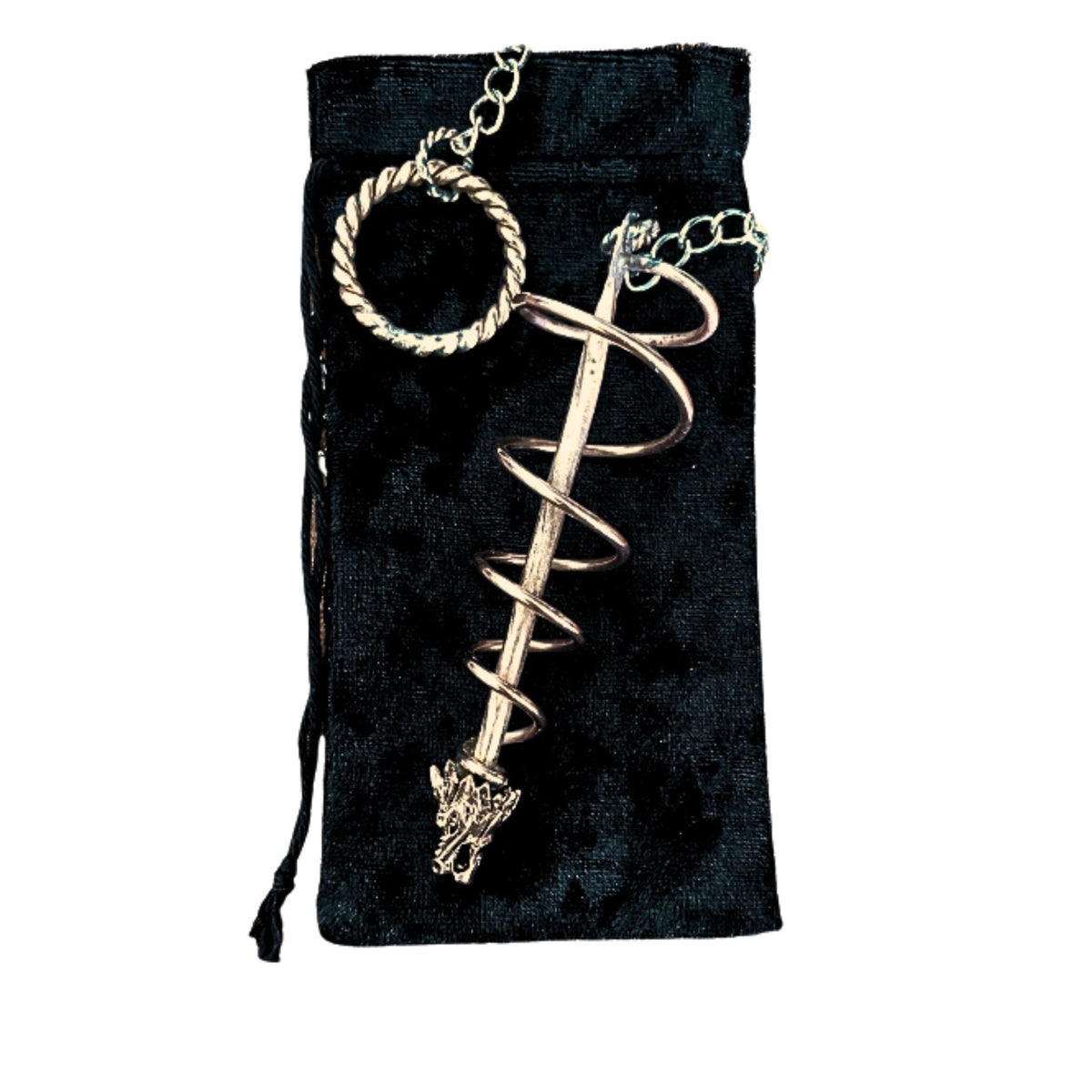Acuvac Pendulum - Tensor Rings - copper pendulum - unique gift - reiki tool - crystal grids - meditation tool - dragon head tip
