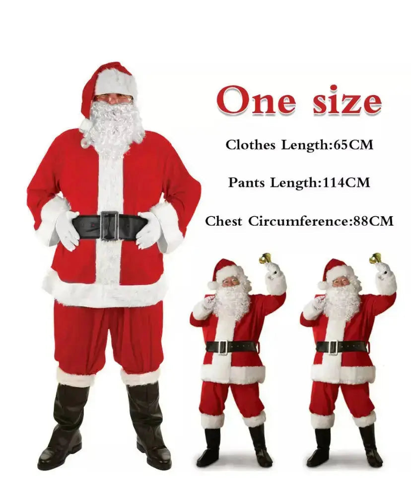 Santa Claus Suit Costume 7 pcs  (EXTRA LARGE)