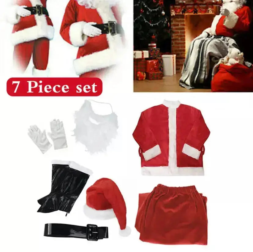 Santa Claus Suit Costume 7 pcs  (EXTRA LARGE)