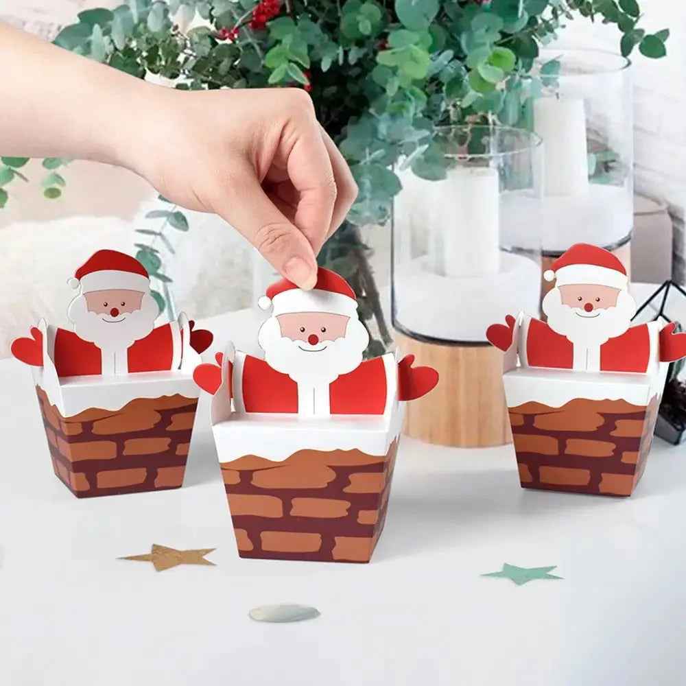 10PCS Santa Claus Christmas Cookie & Cupcake Bakery Boxes – Festive Holiday Gift Boxes for Cookies, Cupcakes, Candy & Treats