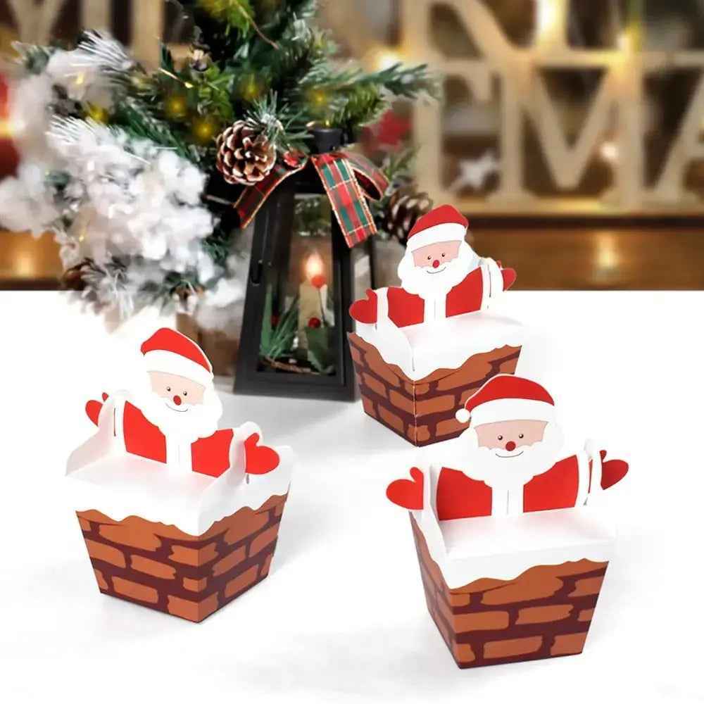 10PCS Santa Claus Christmas Cookie & Cupcake Bakery Boxes – Festive Holiday Gift Boxes for Cookies, Cupcakes, Candy & Treats