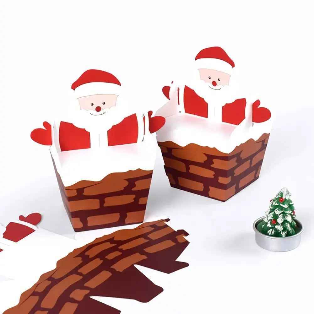 10PCS Santa Claus Christmas Cookie & Cupcake Bakery Boxes – Festive Holiday Gift Boxes for Cookies, Cupcakes, Candy & Treats
