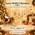 37" (95cm) Christmas Decoration Santa Claus with Reindeers on Sleigh – Large Indoor Holiday Display, Festive Christmas Decor