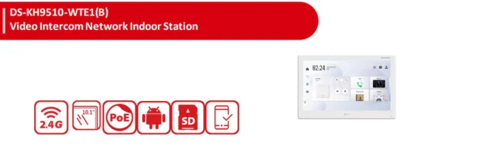 Hikvision DS-KH9510-WTE1(B) + DS-KV6124-WBE1 IP Video Intercom Kit – Smart Touchscreen Indoor Station with Villa Door Station (Intercom Kit)