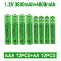 1.2V AA 4800mAh NI-MH Rechargeable Batteries+1.2 V AAA 3800 MAh Rechageable Battery NI-MH Battery