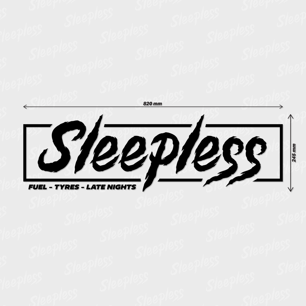 Sleepless Car Rear Window Banner (Box Style)