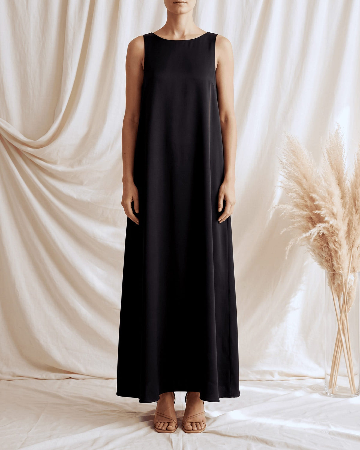 Black Sleeveless Slip Dress
