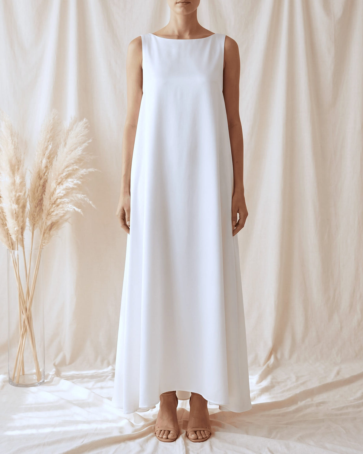 White Sleeveless Slip Dress