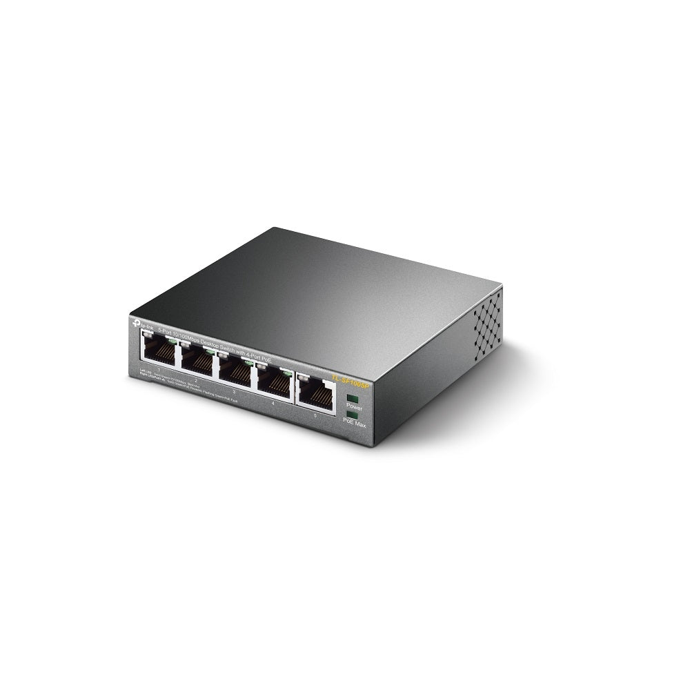 TP-Link TL-SF1005P 5-Port 10/100Mbps Desktop Switch with 4-Port PoE | Compact Plug-and-Play PoE Switch for Small Business and Home Networks