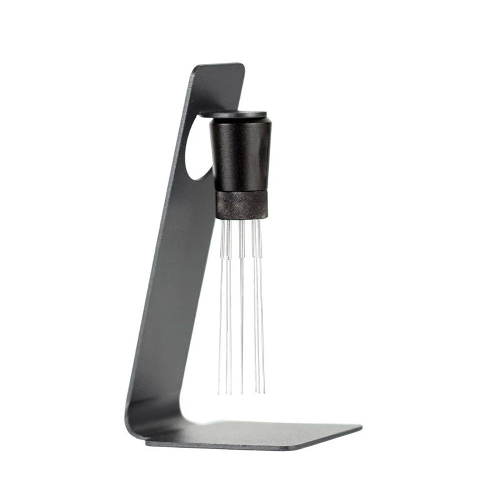 Magnetic Coffee Stirrer 0.4mm 7 Installed Pins Plus 0.25mm for Espresso Distribution Tool with Metal Stand for Barista Espresso (Black)