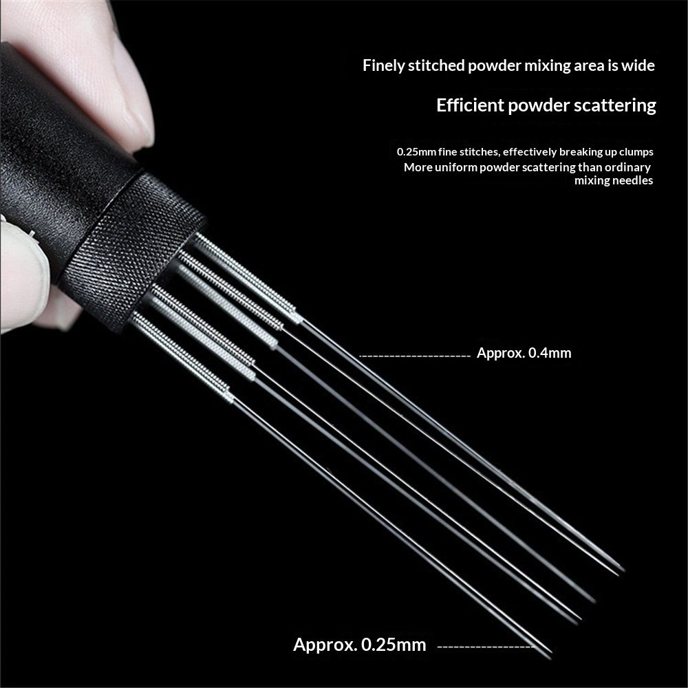 Magnetic Coffee Stirrer 0.4mm 7 Installed Pins Plus 0.25mm for Espresso Distribution Tool with Metal Stand for Barista Espresso (Black)