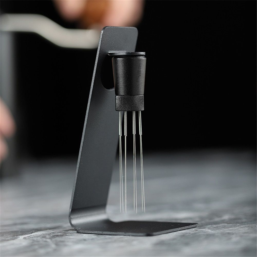 Magnetic Coffee Stirrer 0.4mm 7 Installed Pins Plus 0.25mm for Espresso Distribution Tool with Metal Stand for Barista Espresso (Black)