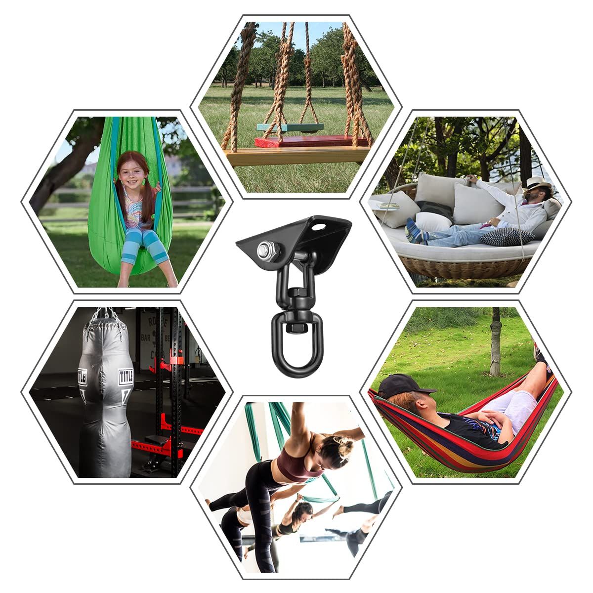 Hammock Hanging Kit Hanging Chair Hardware 360 Degree Rotating Capacity Hammock Hooks Heavy Duty Hammock