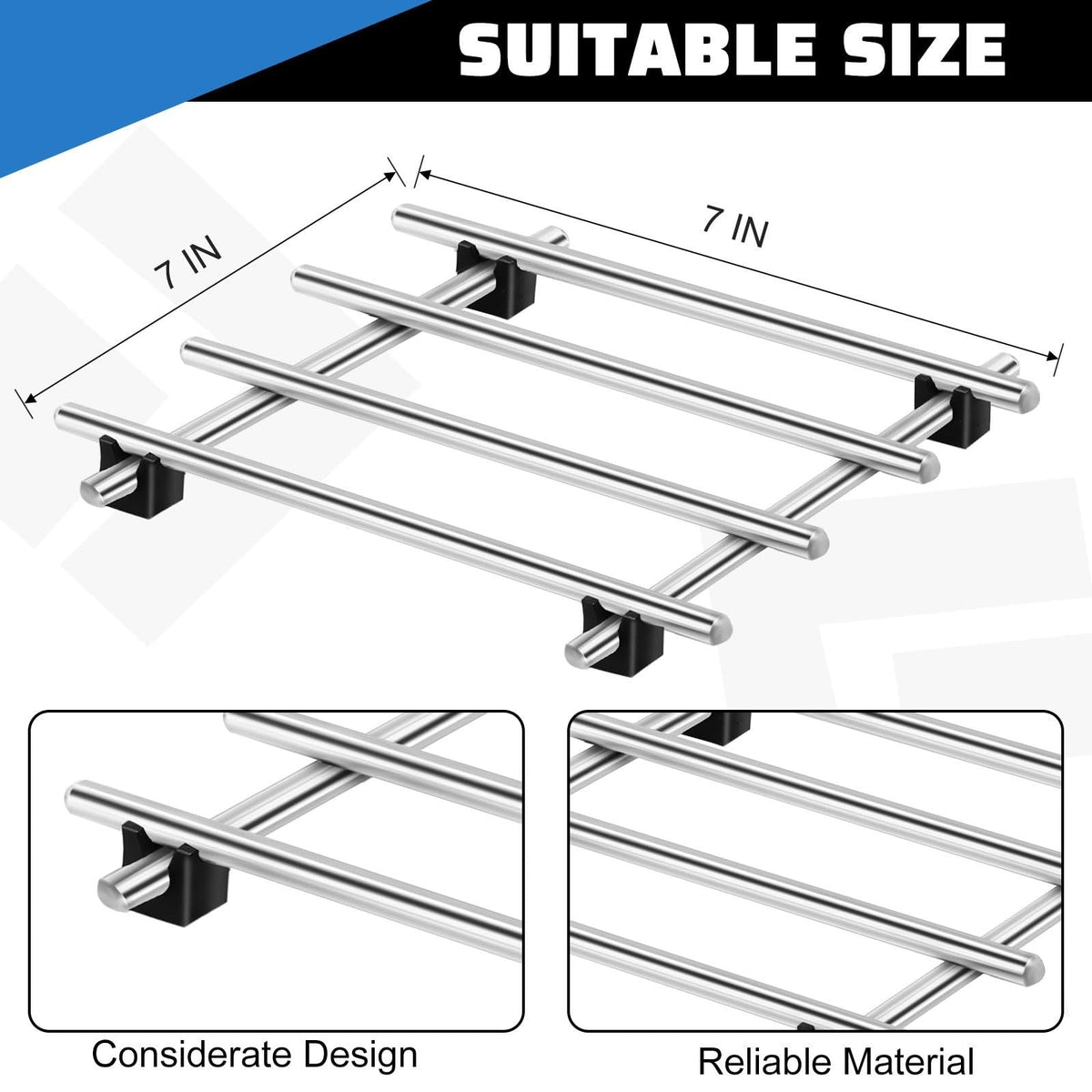 4 Pcs Cast Iron Vintage Stainless Steel for Pots and Pans Cooling Racks for Kitchen Dining Table Decoration Hot Dishes Countertop Dining Silver