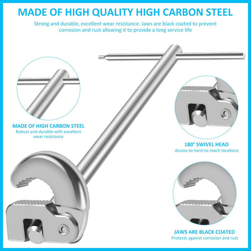 11.7 Basin Wrench Sink Wrench Adjustable Tap Nut Spanner Basin Spanner