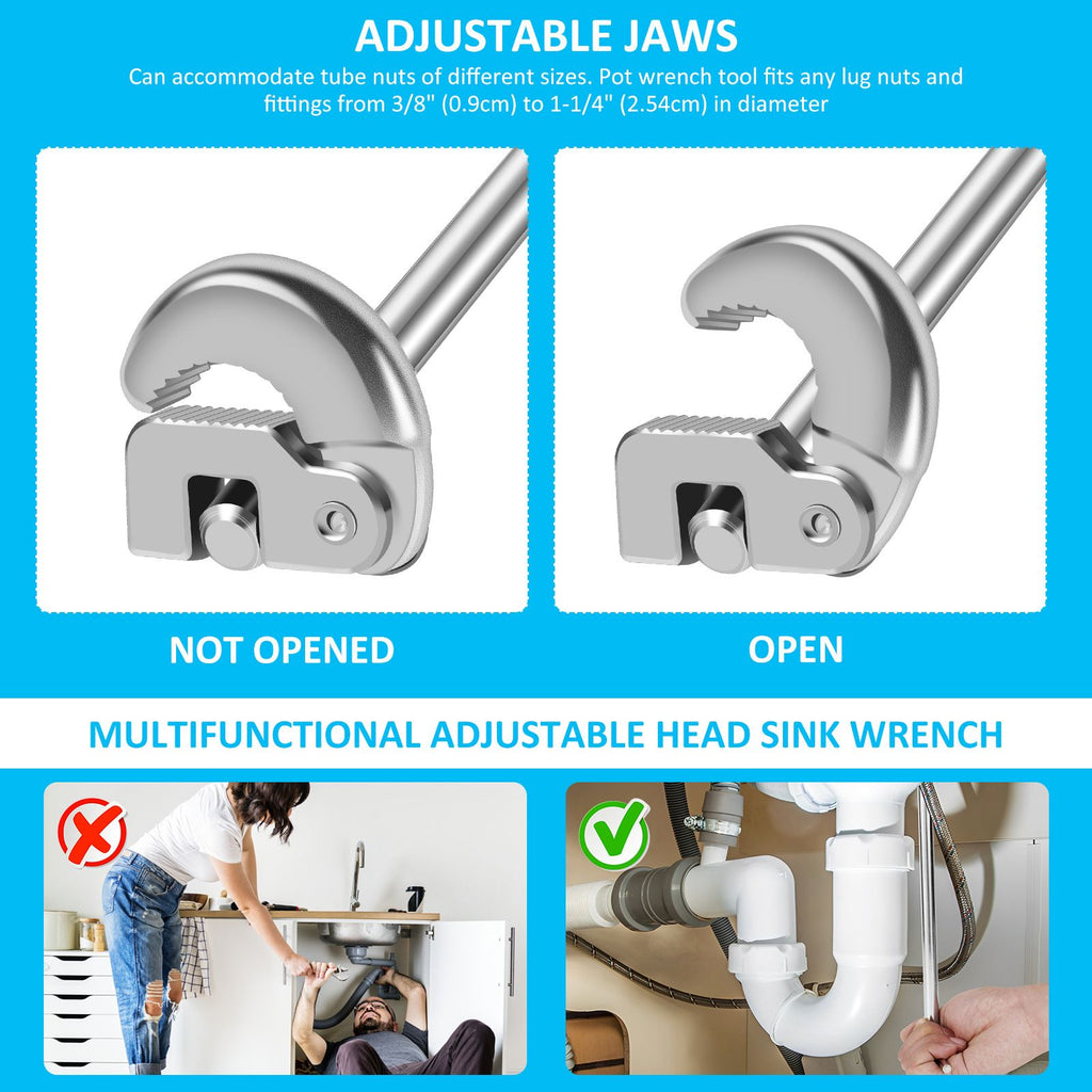 11.7 Basin Wrench Sink Wrench Adjustable Tap Nut Spanner Basin Spanner