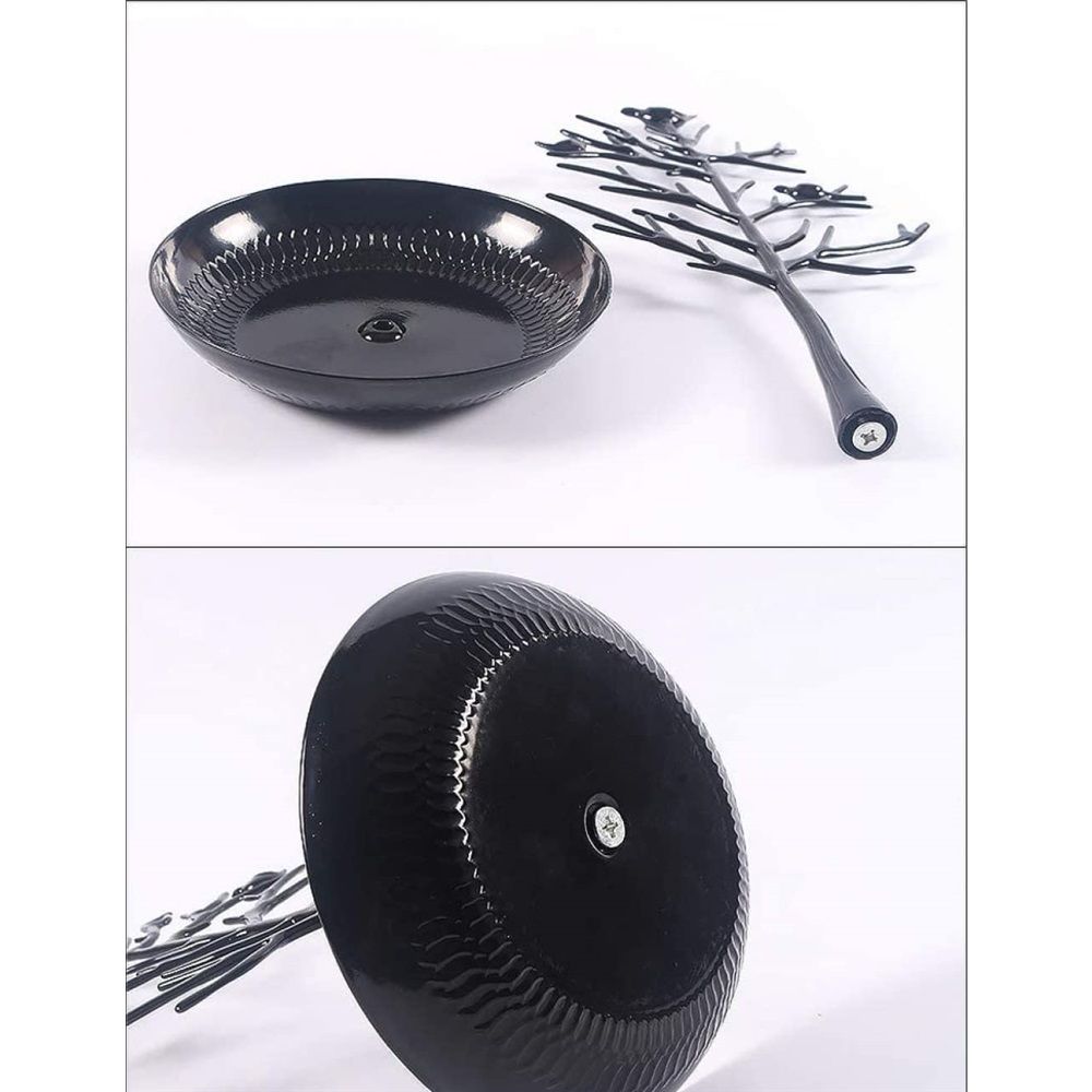 Jewelry Tree Necklace Earring Holder Modern Cute Bird Jewelry Stand for Women Girls Teen with Tray Antique Rack Tower Decoration Black (oniy box)