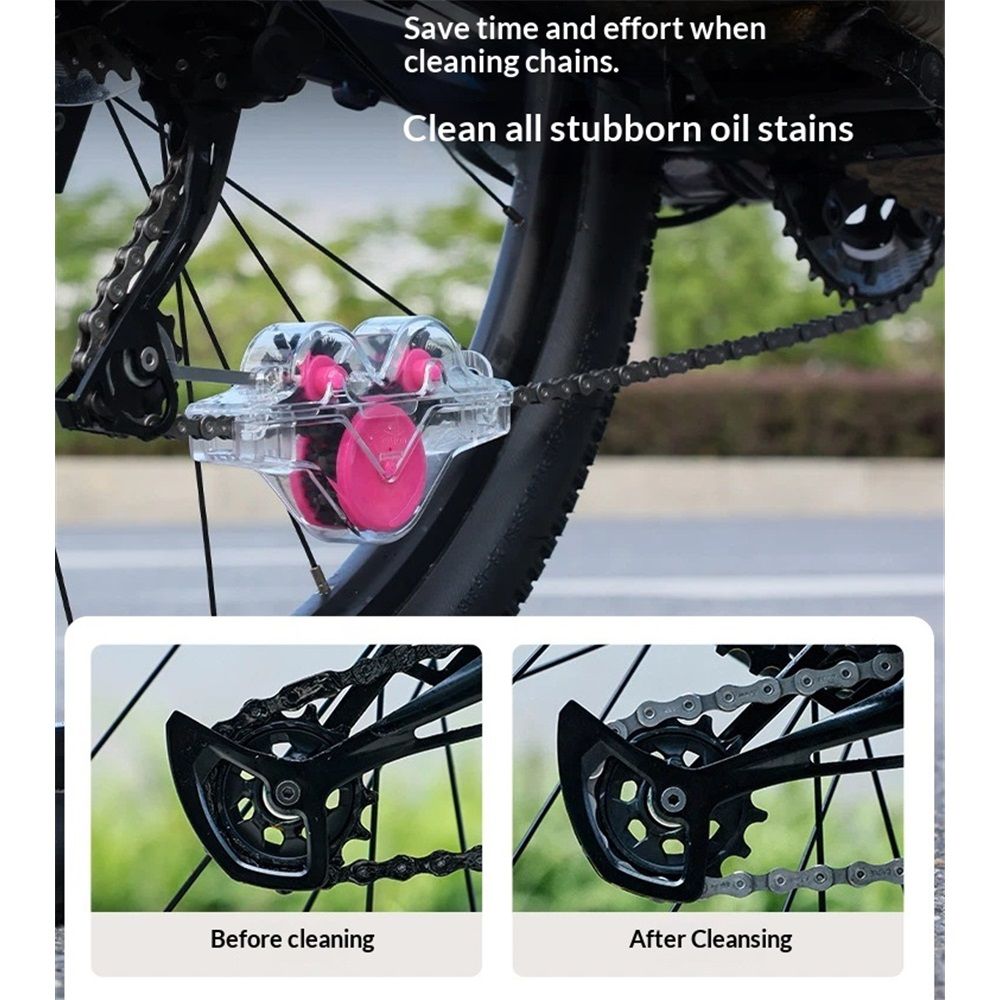 Bike Chain Cleaning Tool Multi Functional Chain Cleaner (Pink)