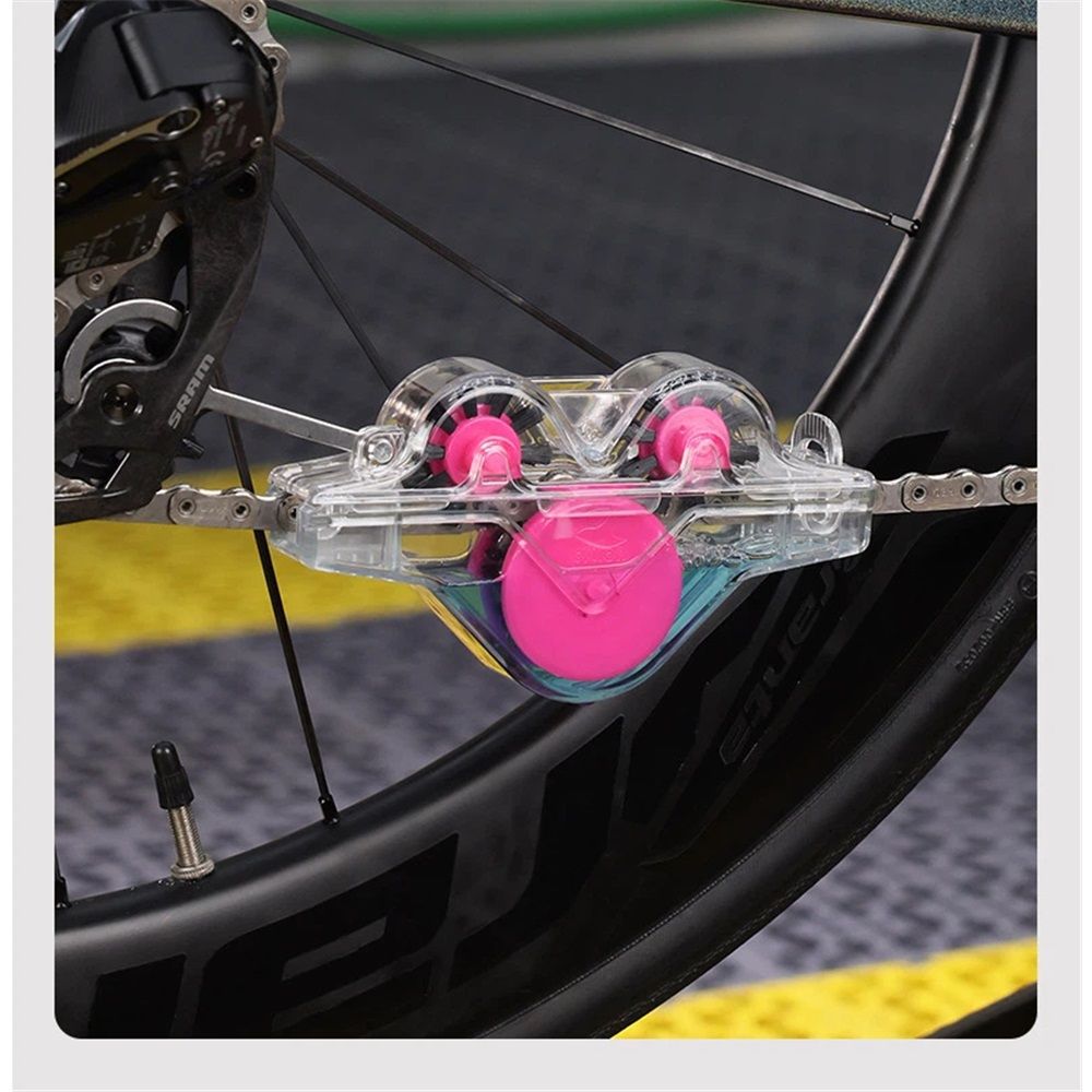 Bike Chain Cleaning Tool Multi Functional Chain Cleaner (Pink)