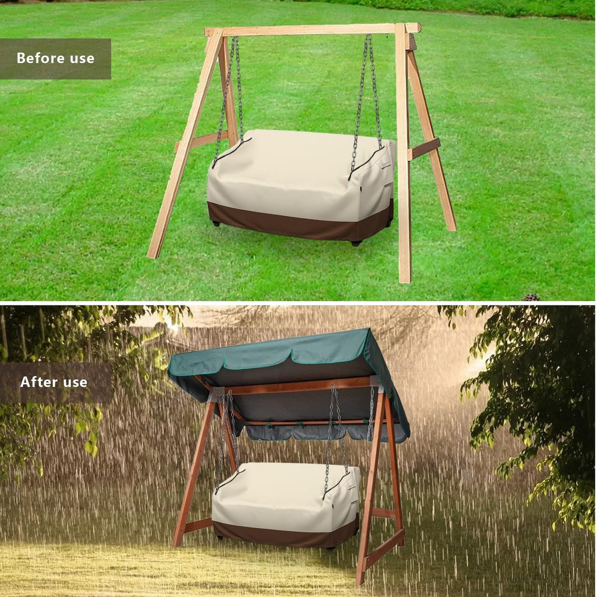 Porch Swing Cover 56x32x25 Inches Outdoor Swing Cover Waterproof for Patio Garden Furniture Patio