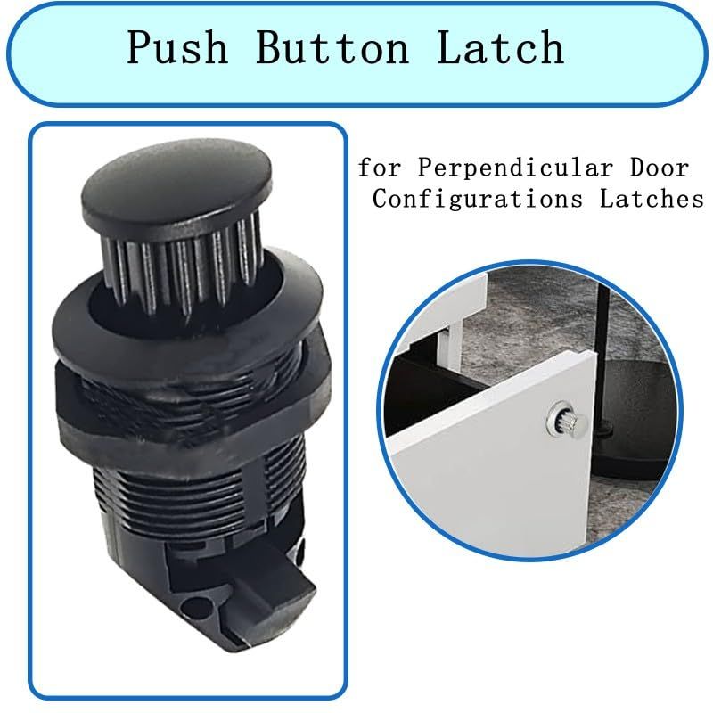 2Pcs Push Button Latch Push to Close Latches for Perpendicular Door Configurations Latches - Push-to-Close Latches - Knob Stores Flush (Black)
