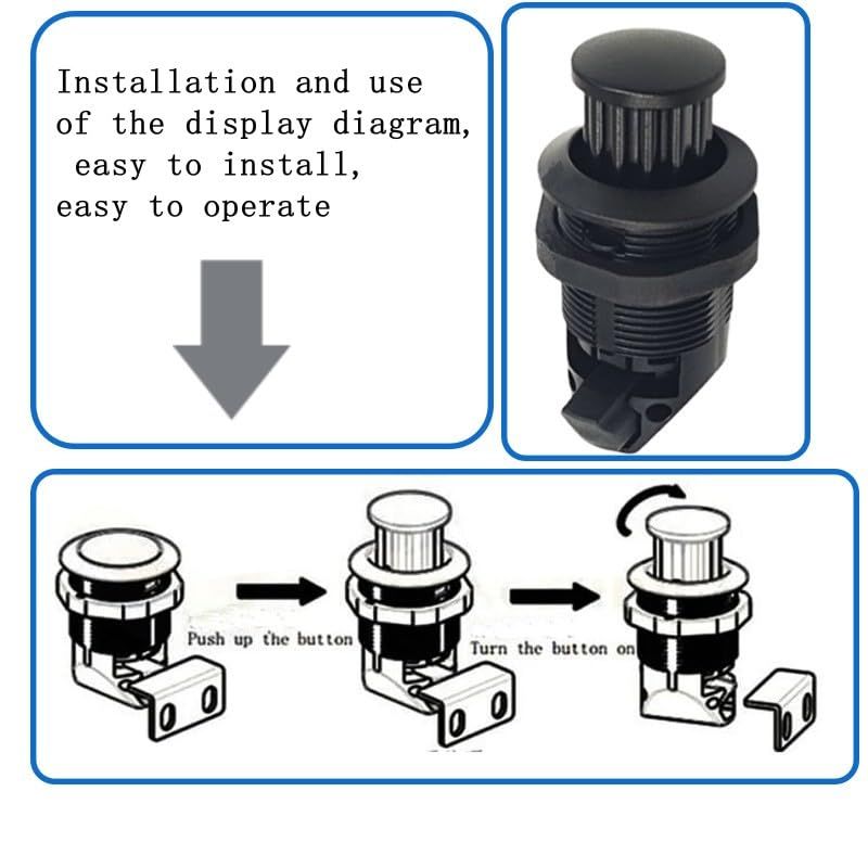 2Pcs Push Button Latch Push to Close Latches for Perpendicular Door Configurations Latches - Push-to-Close Latches - Knob Stores Flush (Black)