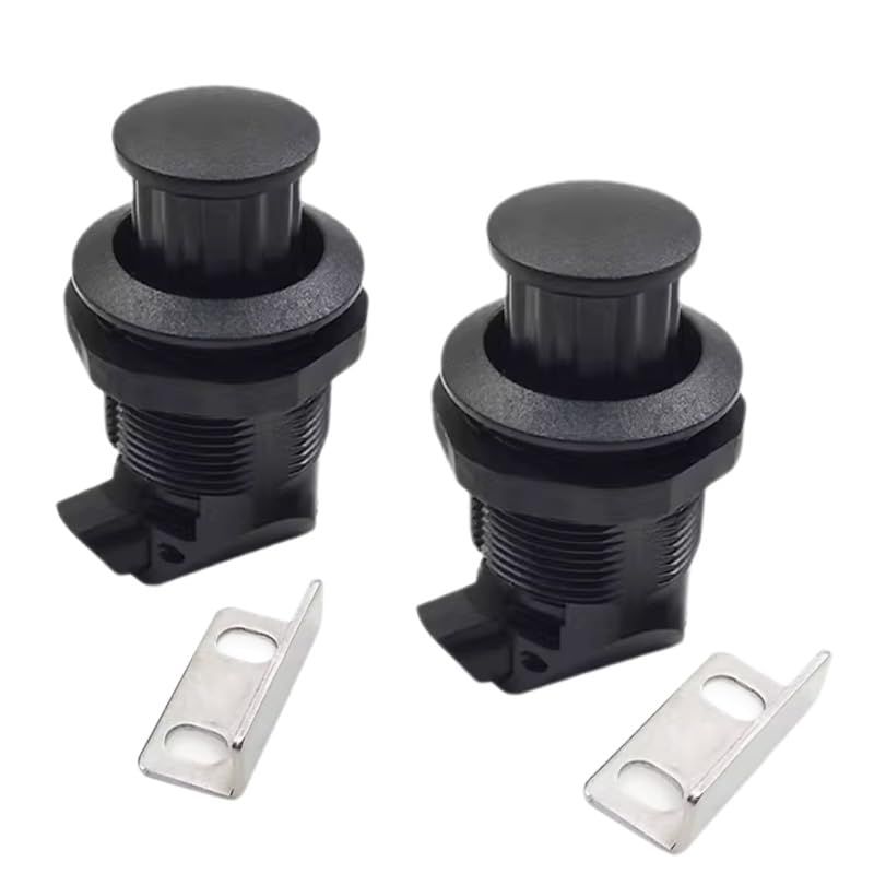 2Pcs Push Button Latch Push to Close Latches for Perpendicular Door Configurations Latches - Push-to-Close Latches - Knob Stores Flush (Black)
