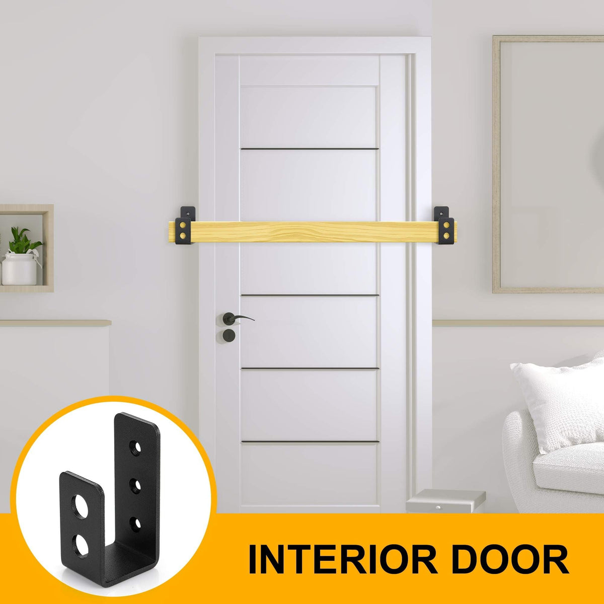 2x4 (1.5x3.5 inch) Door Barricade Brackets (2 pcs) Drop Open Bar Holder Steel U Bracket