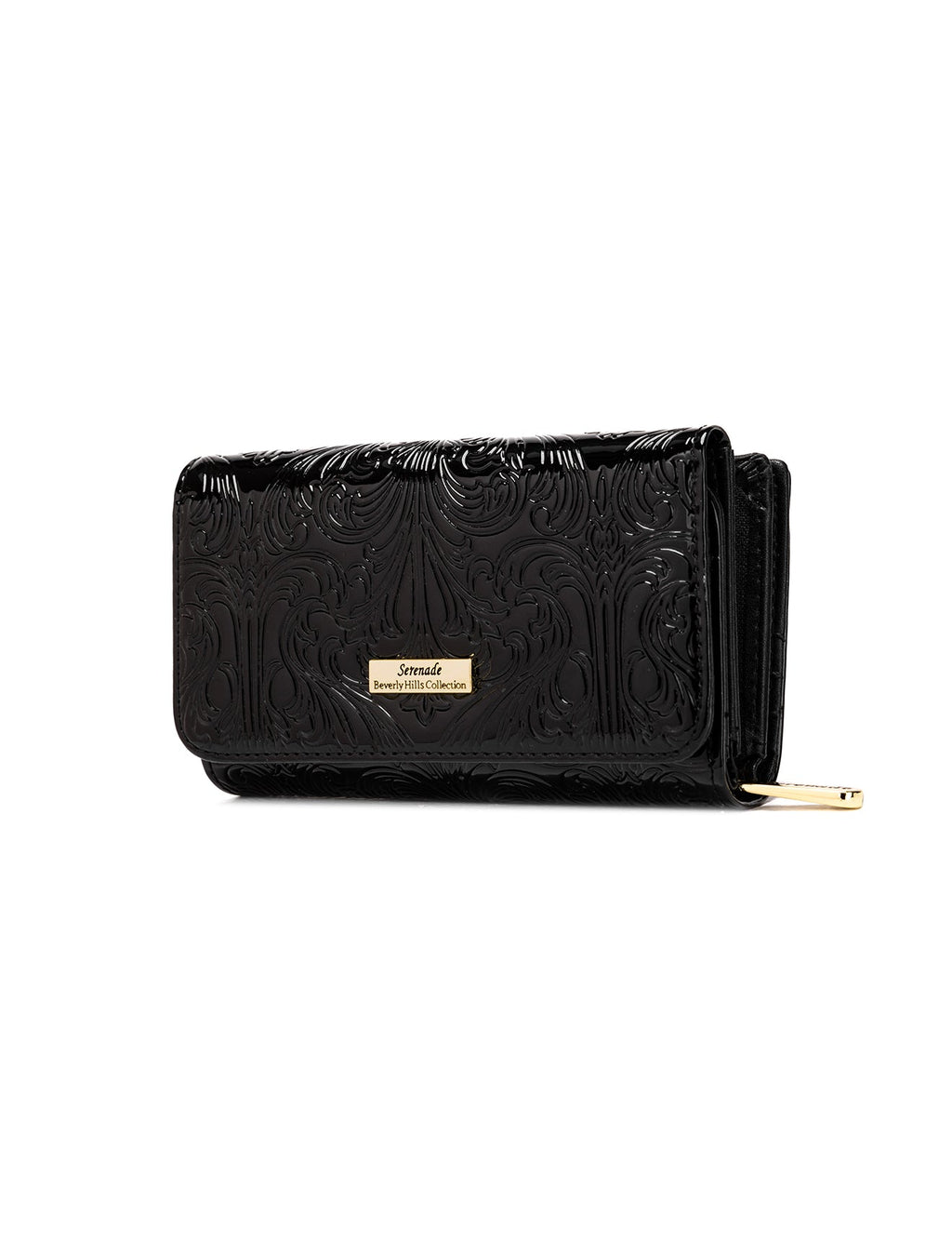 CAROLINA MEDIUM PATENT LEATHER WALLET WITH RFID - BLACK