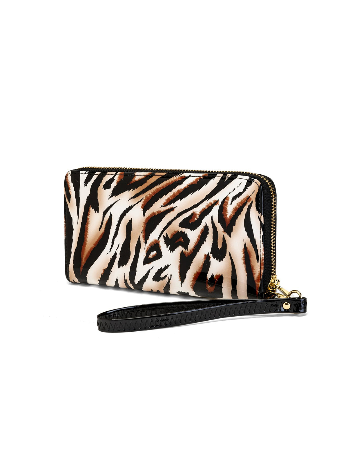 COUGAR ZIP AROUND PATENT LEATHER WALLET WITH RFID - COUGAR PRINT