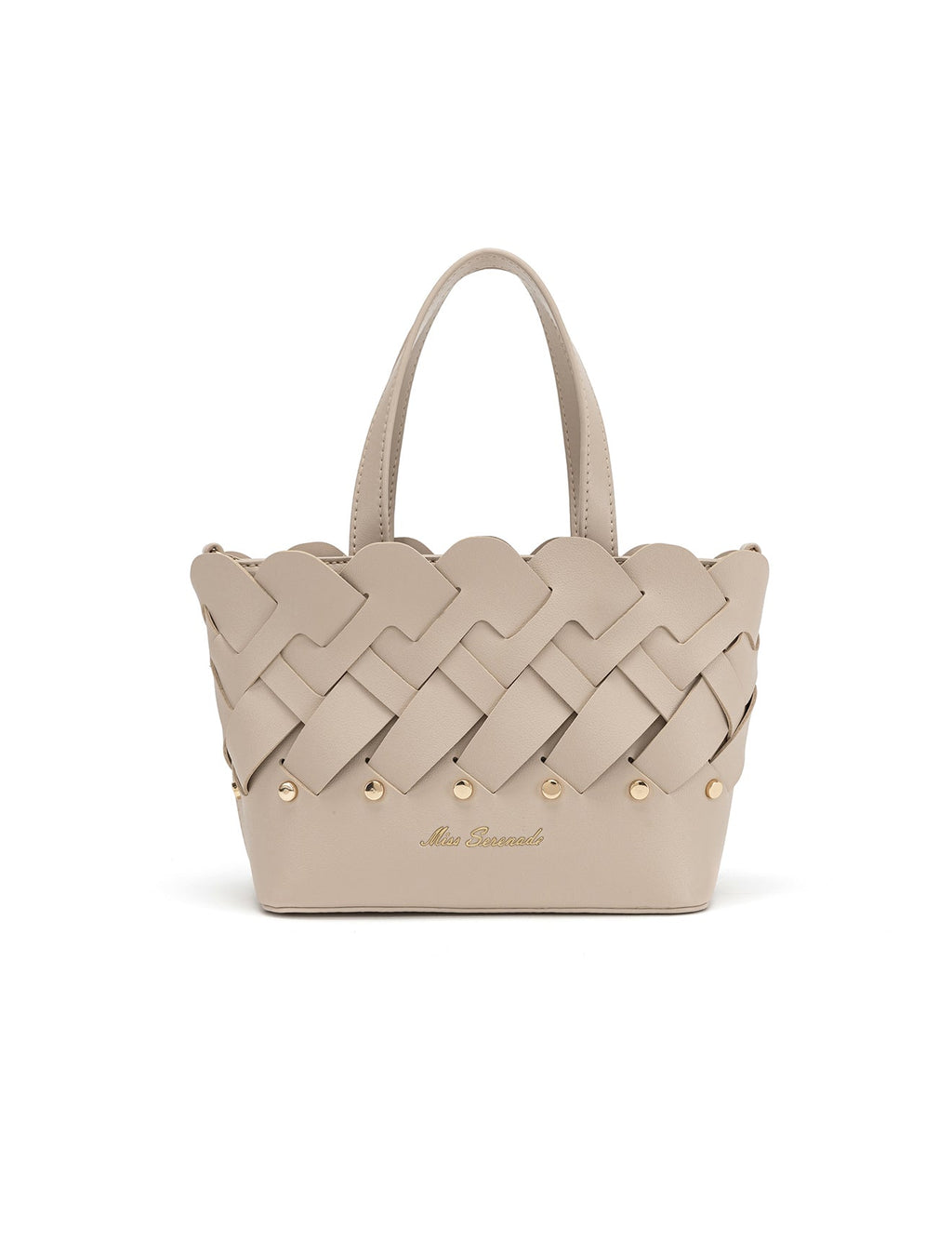 CATALINA VEGAN MINI WOVEN PANEL GRIP BAG- XB-2363-TAUPE