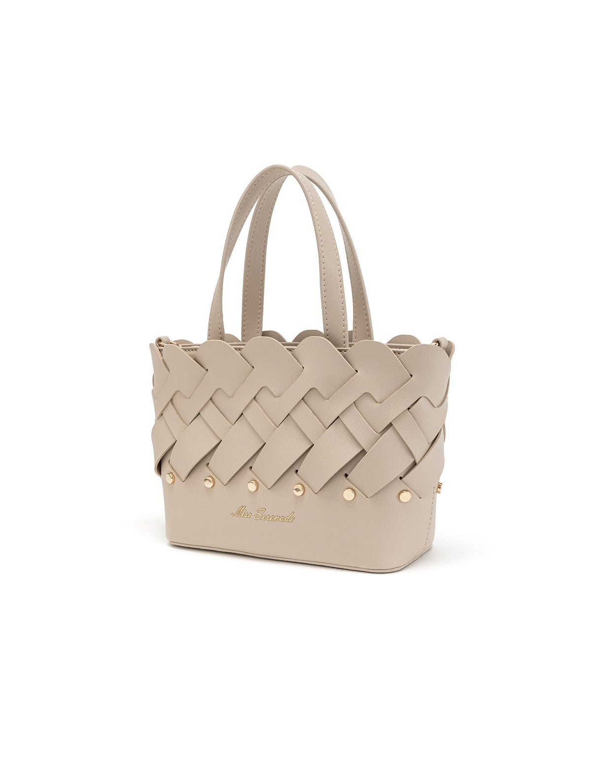 CATALINA VEGAN MINI WOVEN PANEL GRIP BAG- XB-2363-TAUPE