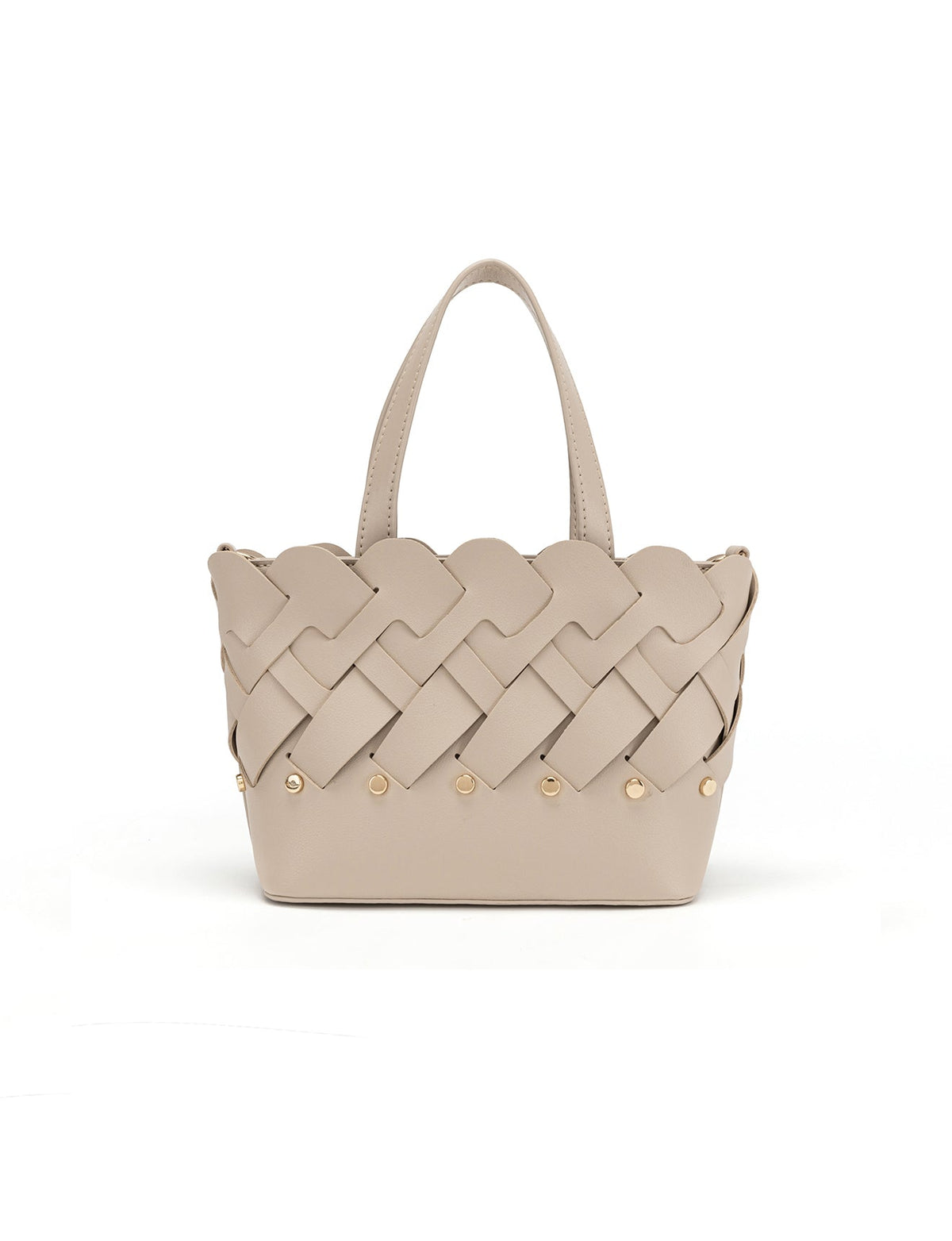 CATALINA VEGAN MINI WOVEN PANEL GRIP BAG- XB-2363-TAUPE