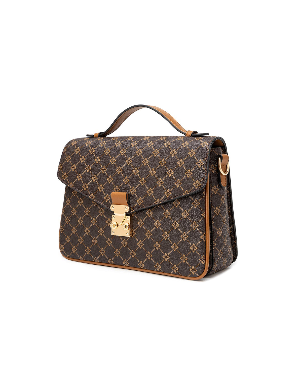 NAPLES TRIPLE COMPARTMENT BAG W/ CHAIN DETAIL AND ADJUSTABLE XBODY STRAP - TAN