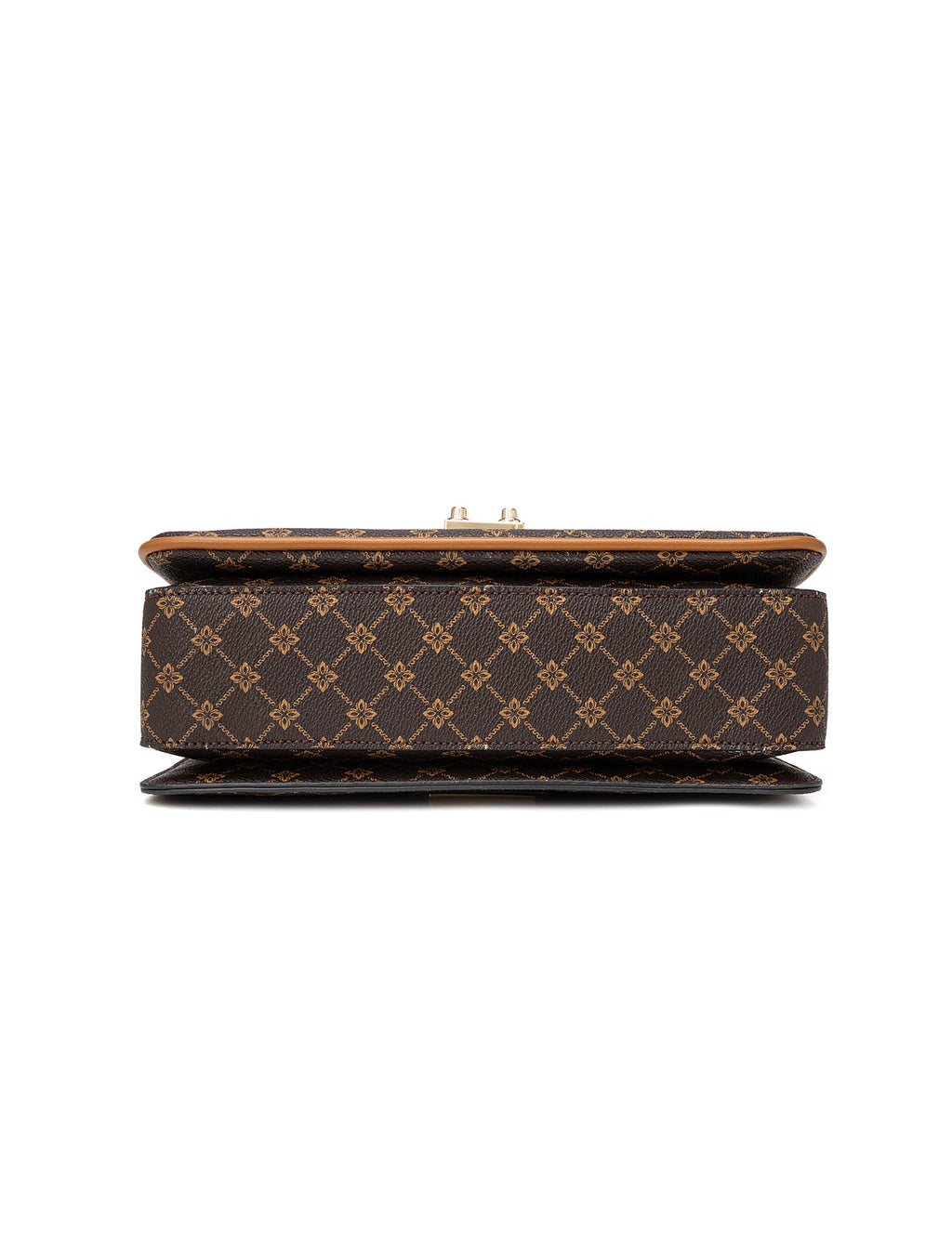 NAPLES TRIPLE COMPARTMENT BAG W/ CHAIN DETAIL AND ADJUSTABLE XBODY STRAP - TAN
