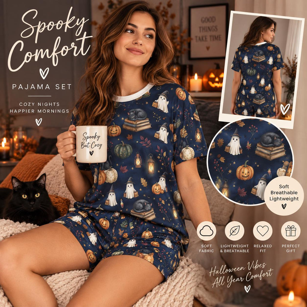 Pajama Halloween | Halloween Pajama Set | Short Pajama | Spooky Season Gift| Gift for Her| Halloween Gift | Custom PJS