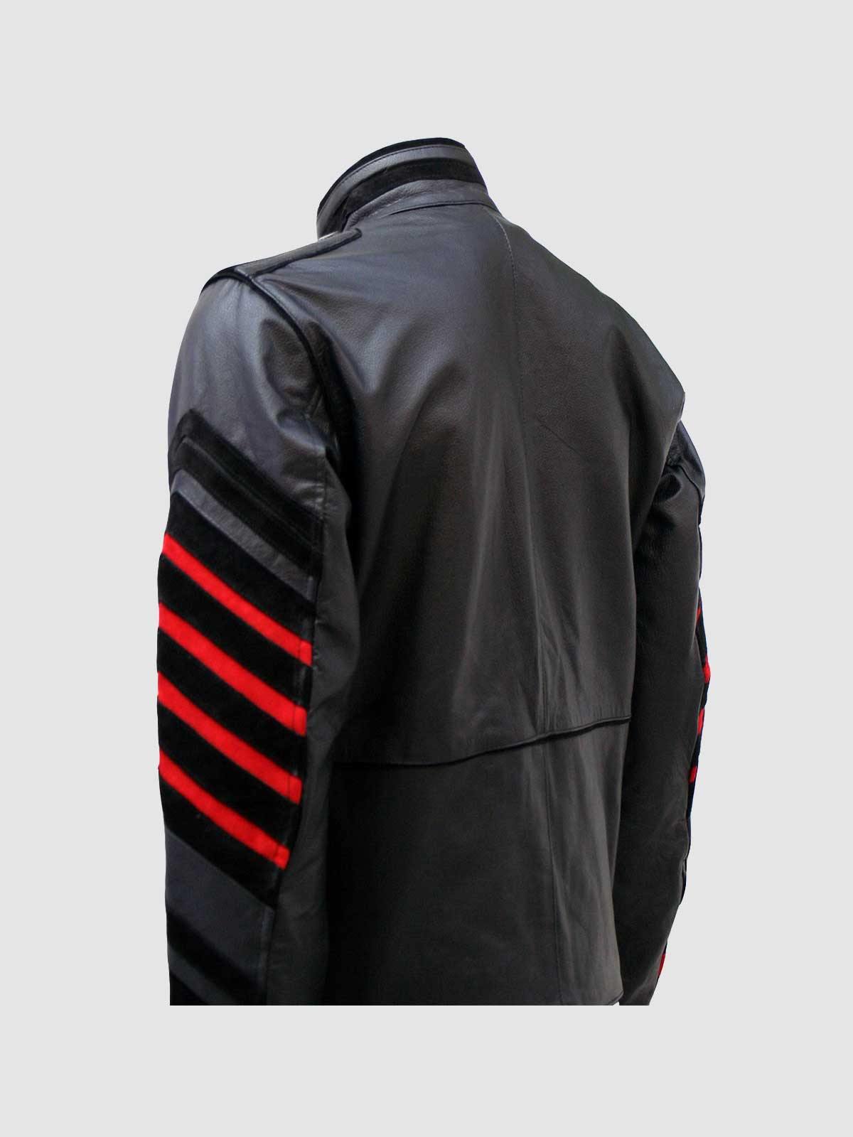 Black Military Men's Fitted Leather Jacket