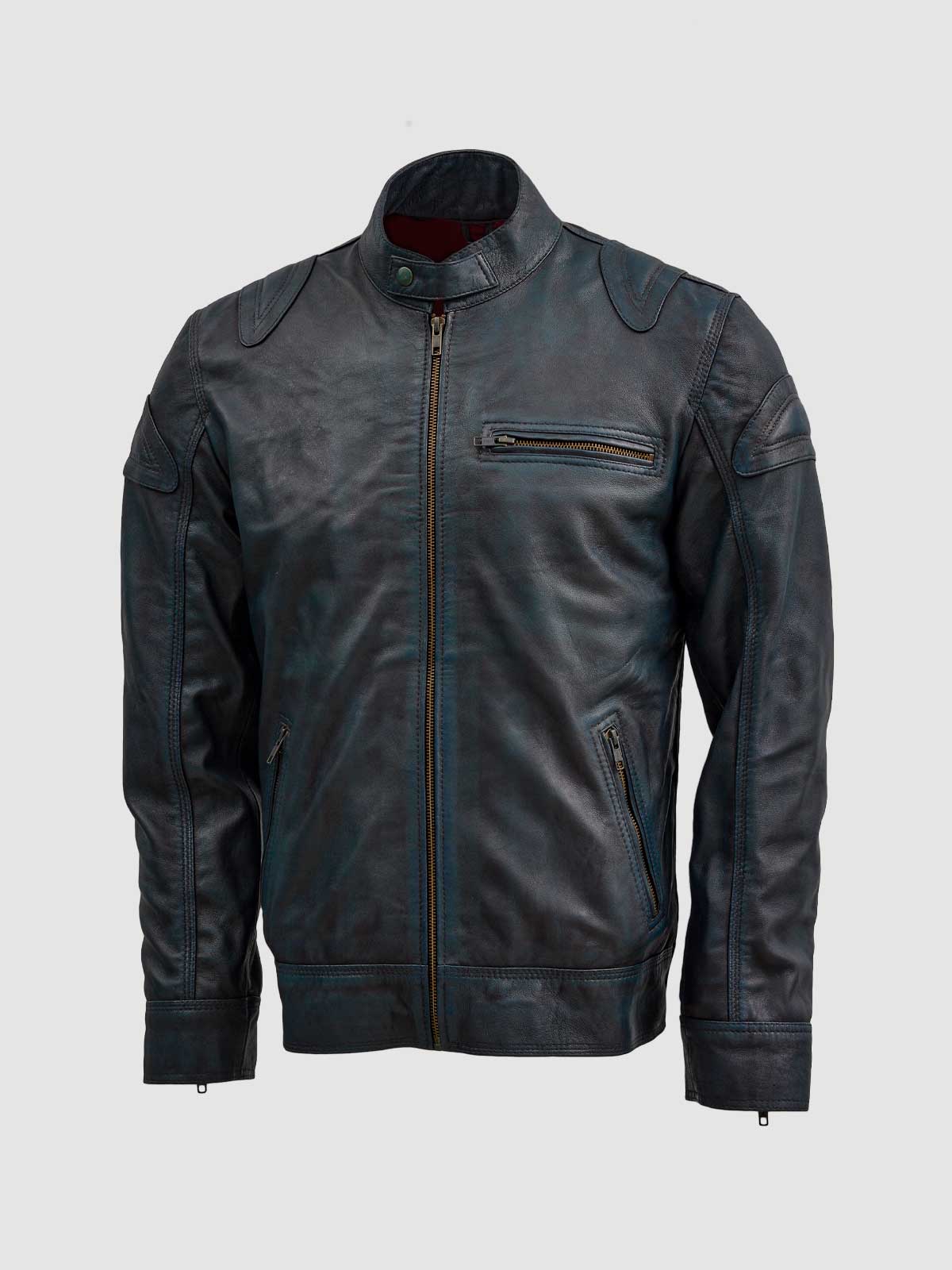 Blue Waxed Jacket With Red Shade
