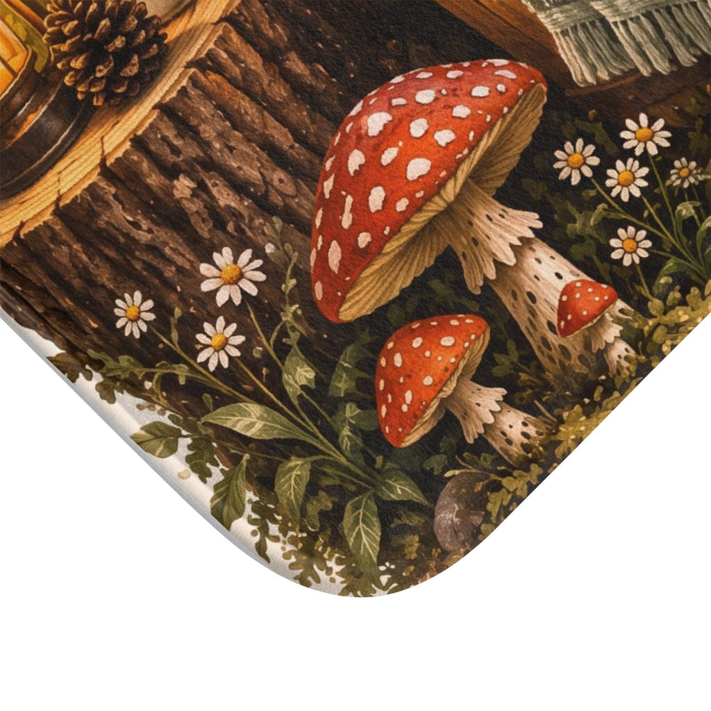 Raccoon Spa Bath Mat | Woodland Mushrooms, Ferns, Cozy Soak