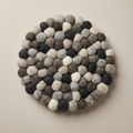 Handmade Wool Felt Ball Trivet | Charcoal, Grey & Cream | Multi-Shape Table Protection
