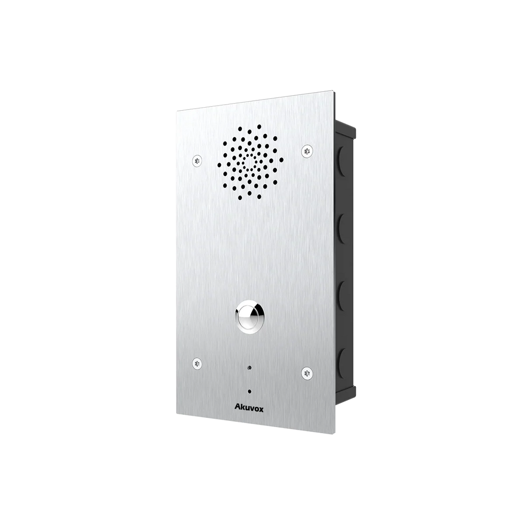 Akuvox E21A SIP Vandal-Resistant Audio Call Station – 316 Stainless Steel, Panic Button, Dual Relays, IP65, Surface Mount
