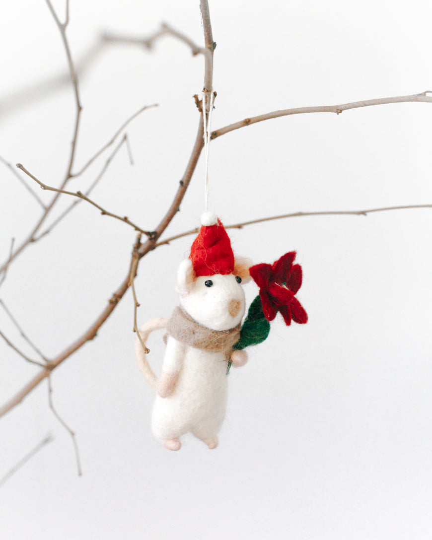 Flower Mouse Felt Ornament