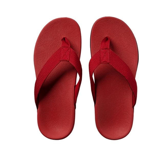 Axign Premium Orthotic Flip Flops with Arch Support – Wine Red (Mens)