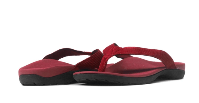 Axign Premium Orthotic Flip Flops with Arch Support – Wine Red (Mens)