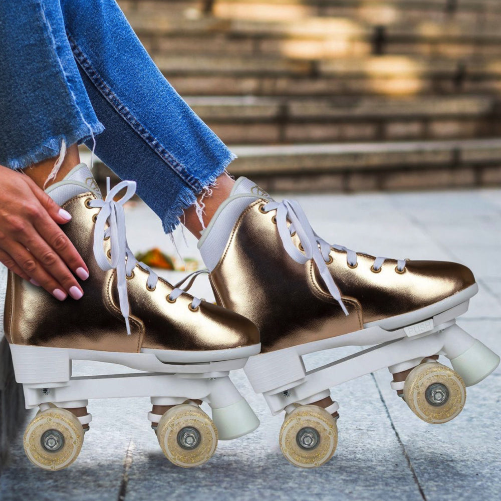 Bravo Sports Circle Society Metallic Rose Gold Roller Skates Size 3-7
