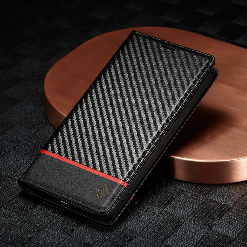 iPhone 15 Carbon Fiber Wallet Case